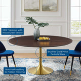 Modway Furniture Lippa 60" Wood Dining Table Gold Cherry Walnut EEI-5232-GLD-CHE