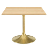 Lippa 40" Square Wood Dining Table Gold Natural EEI-5235-GLD-NAT
