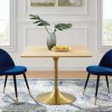 Lippa 40" Square Wood Dining Table Gold Natural EEI-5235-GLD-NAT