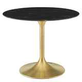 Lippa 40" Artificial Marble Dining Table Gold Black EEI-5238-GLD-BLK