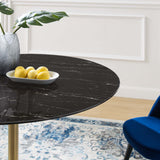 Modway Furniture Lippa 47" Artificial Marble Dining Table Gold Black EEI-5239-GLD-BLK