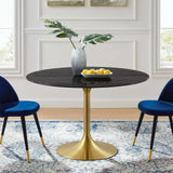 Modway Furniture Lippa 47" Artificial Marble Dining Table Gold Black EEI-5239-GLD-BLK
