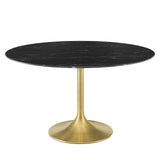 Modway Furniture Lippa 54" Artificial Marble Dining Table Gold Black EEI-5240-GLD-BLK