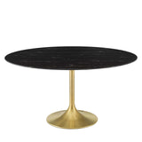 Modway Furniture Lippa 60" Artificial Marble Dining Table Gold Black EEI-5241-GLD-BLK