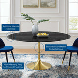 Modway Furniture Lippa 60" Artificial Marble Dining Table Gold Black EEI-5241-GLD-BLK