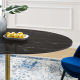 Lippa 60" Oval Artificial Marble Dining Table Gold Black EEI-5243-GLD-BLK