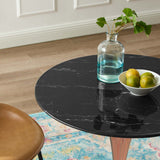 Lippa 28" Artificial Marble Dining Table Rose Black EEI-5257-ROS-BLK