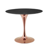 Lippa 36" Artificial Marble Dining Table Rose Black EEI-5258-ROS-BLK