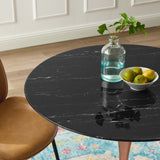 Lippa 36" Artificial Marble Dining Table Rose Black EEI-5258-ROS-BLK