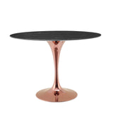 Lippa 42" Oval Artificial Marble Dining Table Rose Black EEI-5259-ROS-BLK