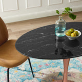 Lippa 42" Oval Artificial Marble Dining Table Rose Black EEI-5259-ROS-BLK