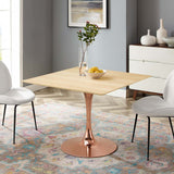 Lippa 40" Square Wood Dining Table Rose Natural EEI-5268-ROS-NAT