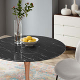 Lippa 40" Artificial Marble Dining Table Rose Black EEI-5271-ROS-BLK
