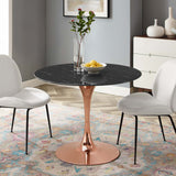 Lippa 40" Artificial Marble Dining Table Rose Black EEI-5271-ROS-BLK
