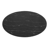 Lippa 60" Oval Artificial Marble Dining Table Rose Black EEI-5276-ROS-BLK