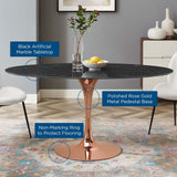 Lippa 60" Oval Artificial Marble Dining Table Rose Black EEI-5276-ROS-BLK