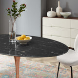 Lippa 60" Oval Artificial Marble Dining Table Rose Black EEI-5276-ROS-BLK