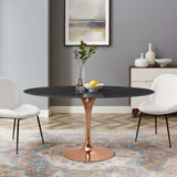 Lippa 60" Oval Artificial Marble Dining Table Rose Black EEI-5276-ROS-BLK