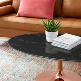 Lippa 48" Oval Artificial Marble Coffee Table Rose Black EEI-5283-ROS-BLK