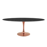 Lippa 78" Oval Artificial Marble Dining Table Rose Black EEI-5288-ROS-BLK