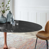 Lippa 78" Oval Artificial Marble Dining Table Rose Black EEI-5288-ROS-BLK