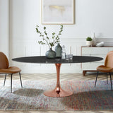 Lippa 78" Oval Artificial Marble Dining Table Rose Black EEI-5288-ROS-BLK