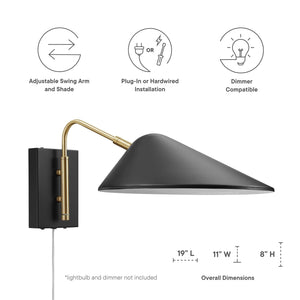 Journey 7" Swing Arm Wall Sconce Black EEI-5296-BLK