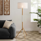 Natalie Tripod Floor Lamp White Natural EEI-5305-WHI-NAT