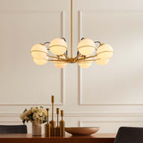 Hanna 8-Light Chandelier Opal Gold EEI-5307-OPA-GLD