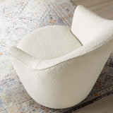 Nora Boucle Upholstered Swivel Chair White EEI-5311-WHI