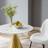 Tupelo 28" Artificial Marble Dining Table Gold White EEI-5318-GLD-WHI