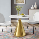 Tupelo 36" Artificial Marble Dining Table Gold White EEI-5319-GLD-WHI