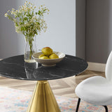 Tupelo 28" Artificial Marble Dining Table Gold Black EEI-5328-GLD-BLK