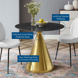Tupelo 36" Artificial Marble Dining Table Gold Black EEI-5329-GLD-BLK