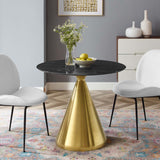 Tupelo 36" Artificial Marble Dining Table Gold Black EEI-5329-GLD-BLK