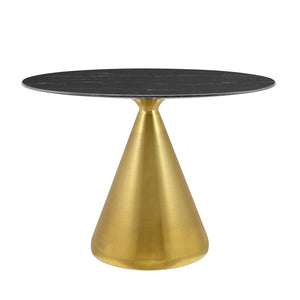 Tupelo 42" Oval Artificial Marble Dining Table Gold Black EEI-5330-GLD-BLK