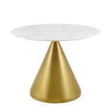 Tupelo 40" Artificial Marble Dining Table Gold White EEI-5335-GLD-WHI