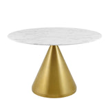 Tupelo 47" Artificial Marble Dining Table Gold White EEI-5336-GLD-WHI