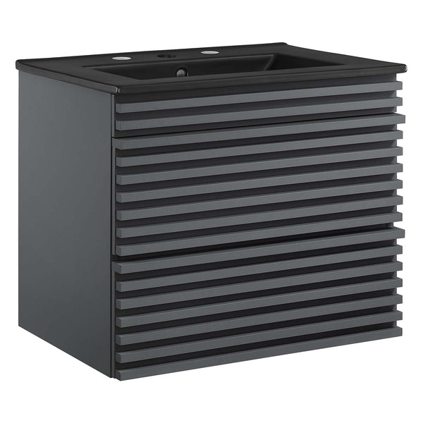 Modway Furniture Render 24" Wall-Mount Bathroom Vanity XRXT Gray Black EEI-5364-GRY-BLK