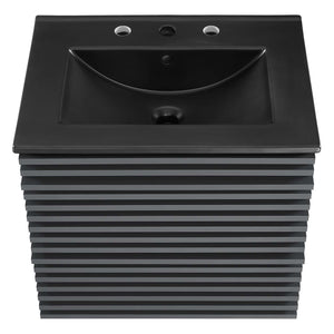 Modway Furniture Render 24" Wall-Mount Bathroom Vanity XRXT Gray Black EEI-5364-GRY-BLK