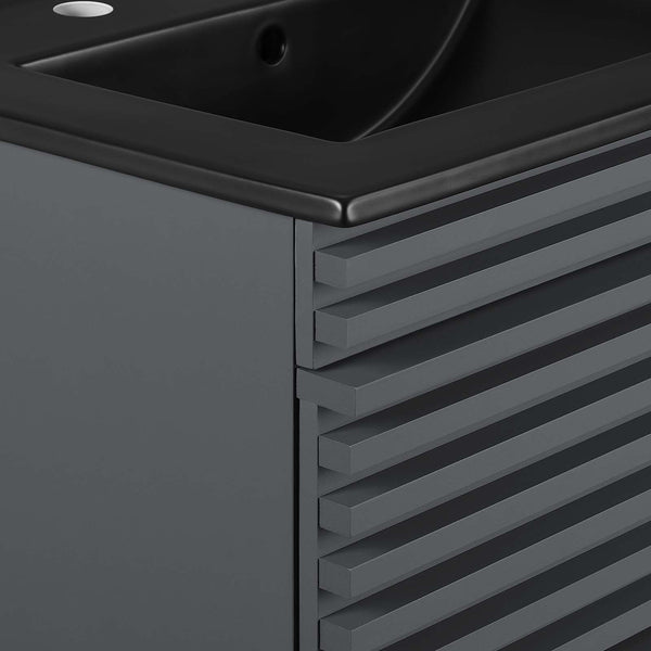 Modway Furniture Render 24" Wall-Mount Bathroom Vanity XRXT Gray Black EEI-5364-GRY-BLK