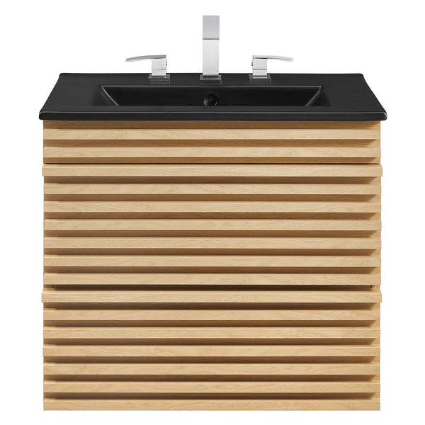 Modway Furniture Render 24" Wall-Mount Bathroom Vanity XRXT Oak Black EEI-5364-OAK-BLK