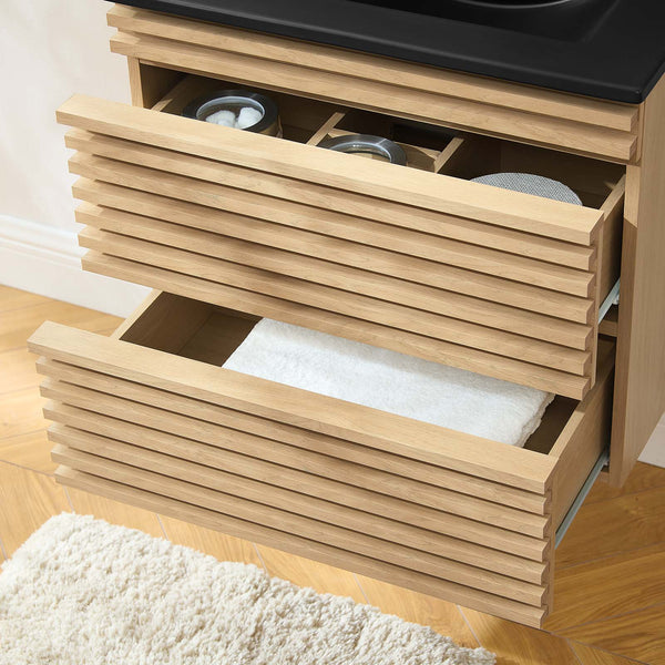 Modway Furniture Render 24" Wall-Mount Bathroom Vanity XRXT Oak Black EEI-5364-OAK-BLK