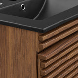 Render 24" Wall-Mount Bathroom Vanity Walnut Black EEI-5364-WAL-BLK