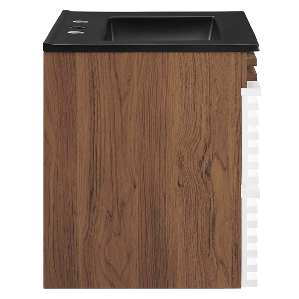 Modway Furniture Render 24" Wall-Mount Bathroom Vanity XRXT White Walnut Black EEI-5364-WHI-WAL-BLK