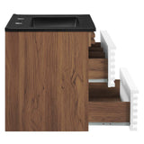 Modway Furniture Render 24" Wall-Mount Bathroom Vanity XRXT White Walnut Black EEI-5364-WHI-WAL-BLK