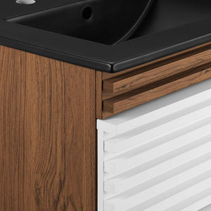 Modway Furniture Render 24" Wall-Mount Bathroom Vanity XRXT White Walnut Black EEI-5364-WHI-WAL-BLK