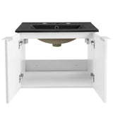 Maybelle 24" Wall-Mount Bathroom Vanity White Black EEI-5370-WHI-BLK