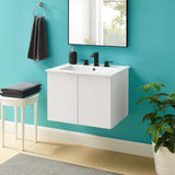 Maybelle 24" Wall-Mount Bathroom Vanity White White EEI-5379-WHI-WHI