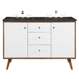 Transmit 48" Double Sink Bathroom Vanity Walnut Black EEI-5380-WAL-BLK